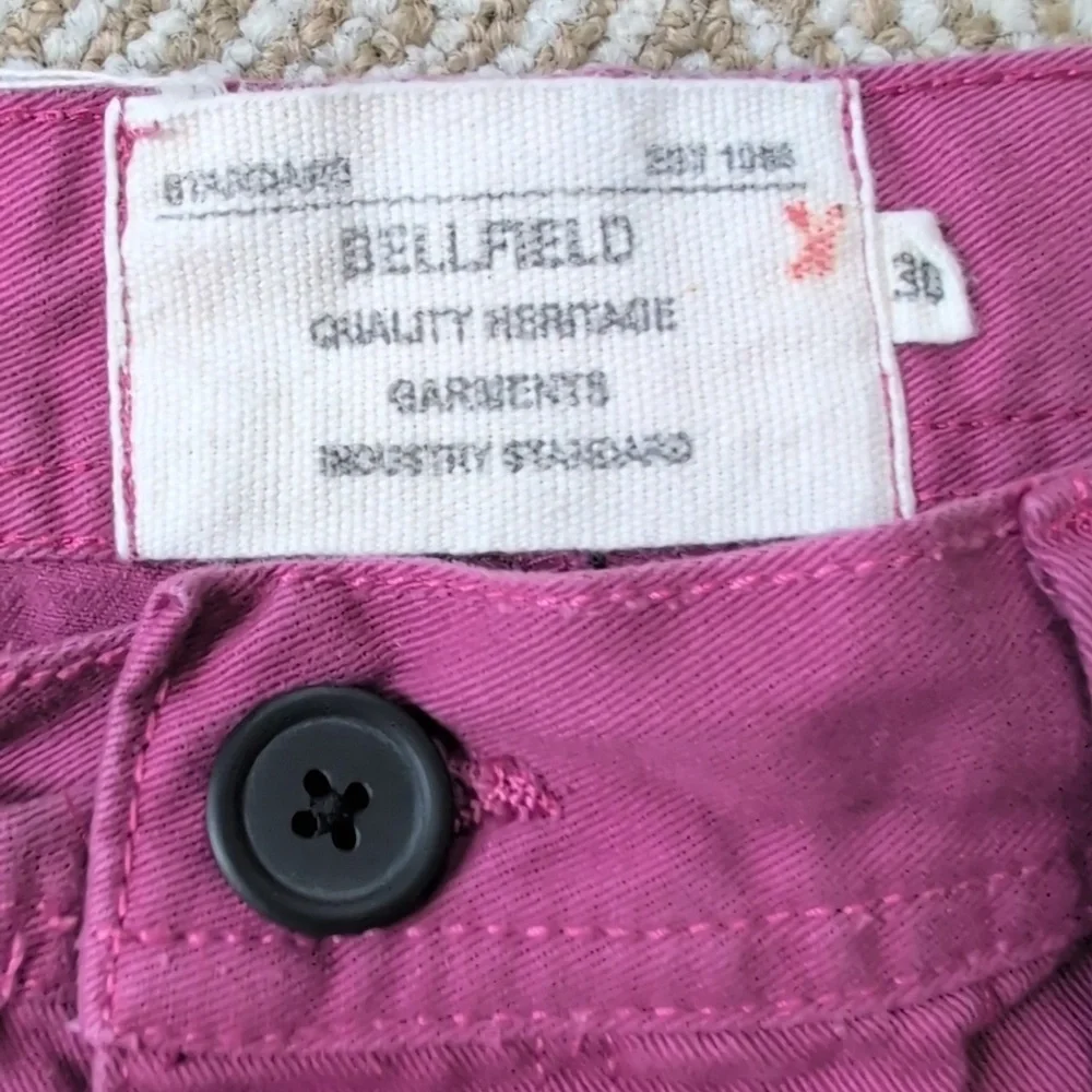 Bellfield Men's Casual Chino Raspberry Fuchsia Pink Button Fly Shorts Sz 30